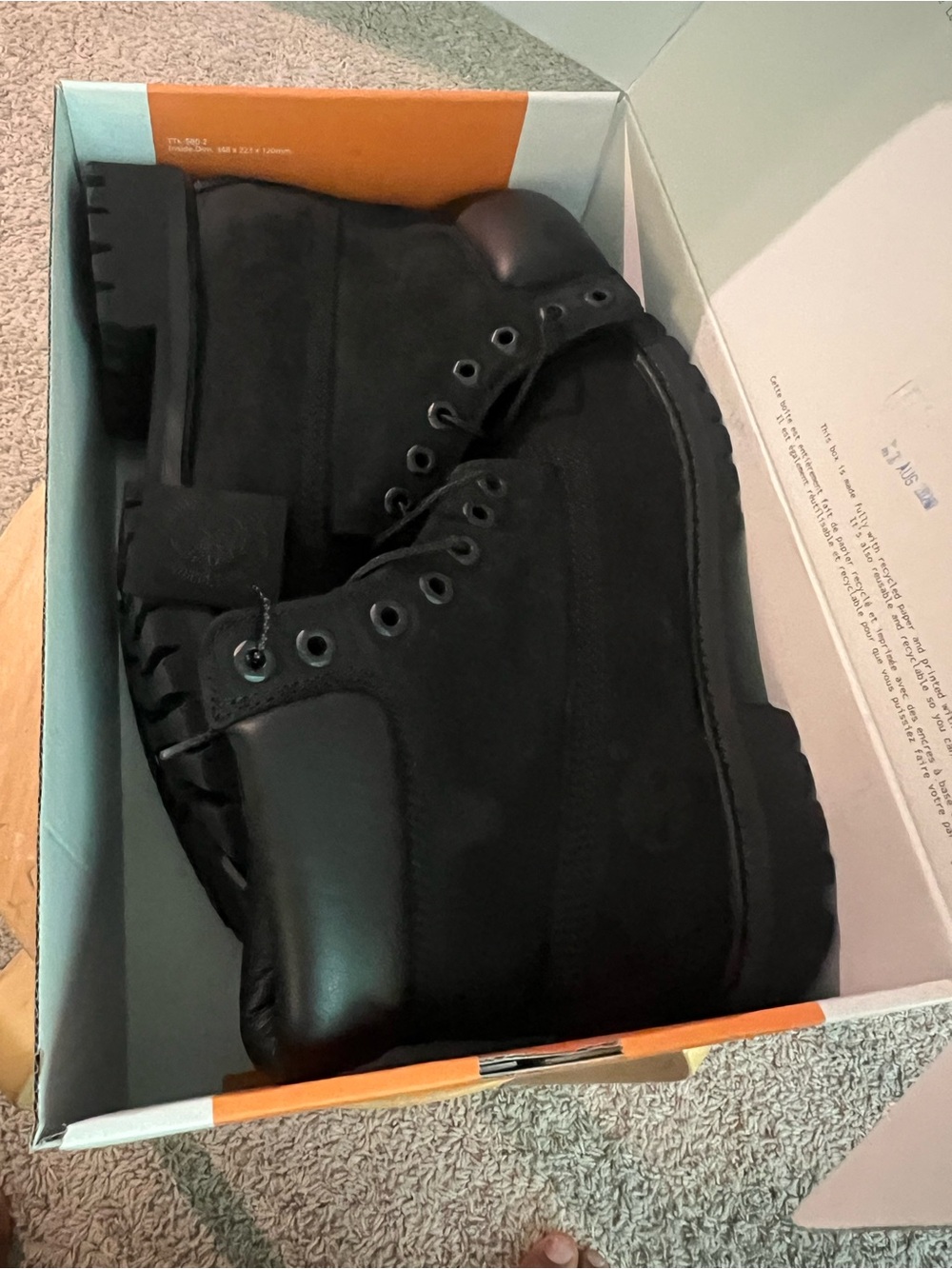 Timberland Black Leather Lace-Up Work Boots - Picture 4 of 8